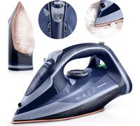 Berdsen Fer à repasser à vapeur - 3000 W - 9 en 1 - Avec semelle en céramique - Réservoir d'eau de 350 ml - Double effet pressing - Bleu
