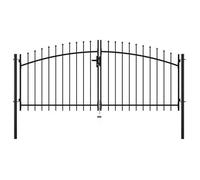 59189 &GRAND Portillon - acier - SUIKUN - Double portail - avec haut sous forme de lance 300 x 150cm