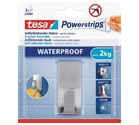 [59707-0-0] tesa Crochet Powerstrips Métal + 2 Languettes Waterproof 2 Kg Argent