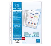 [5990E] Exacompta Sachet de 10 pochettes perforées PP haute qualité - 24x32cm...