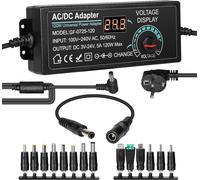 5A 120W Adaptateur Universel 3V 24V Adaptateur Alimentation Réglable 100V-240V AC vers DC Transformateur avec 14 Embouts DC et Câble de Polarité Inversée pour l'électronique Domestique