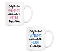 5Aup Cadeaux de Noël pour les grands-parents, « Only The Best Grandpas/Grandmas Get Promoted to Great Grandp/Grandma », ensemble de tasses à café, cadeaux de petit-fils, petits-enfants, 325 ml