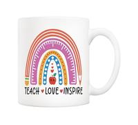 5Aup Mug « Thanks for Putting Up with My Kid Teacher », motif arc-en-ciel et pomme - Cadeau amusant pour les enseignants, les mamans, les papas et les éducateurs, idéal pour les cadeaux scolaires, la