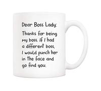 5Aup Tasse à café amusante pour la fête des patrons - Cadeau de Noël de la part d'un collègue de travail, Dear Boss Lady, Merci... Go Find You - 325 ml - Idée de cadeau d'anniversaire pour patrons