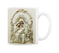 5Aup Tasse à café avec motif de scène de la Nativité Marie Joseph Jésus, Chrétien, religieux, blanc, 325 ml