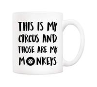 5Aup Tasse à café en céramique avec citation amusante « This is My Circus and Those are My Monkeys » - 325 ml - Cadeau d'anniversaire et de vacances unique pour fille, enseignante, amie