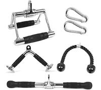 5BILLION FITNESS Accessoires des Bras Musculation pour EntraîNement, Poignée parallèle, Corde de Triceps, Poignée de Triceps en Forme de V, Barre de Traction pour Biceps et Triceps (Argent)