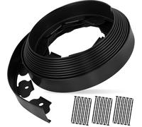 5cm Hauteur x 10m Longueur Bordure Jardin avec 30 Piquets Ancrage, Palissade Pelouse Plastique, Garniture Gazon Exterieur Flexible, Bordurette Parterre Fleurs avec Clous pour Tonte, Pavés (Noir)