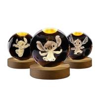 5cm Stitch Disney Unique 3D Crystal Ball Lamp LED Luminous Night Light(Black)