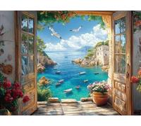 5D Adulte Diamond Painting Complet Kits, Bateau GoéLand DIY Numérique Mosaïque Gemme Art, Décoration Murale à la Maison, Cadeaux pour Les Filles 80x100cm YN5N-209