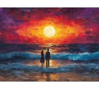 5D Adulte Diamond Painting Complet Kits, Couple De Xia Du Soir DIY Numérique Mosaïque Gemme Art, Décoration Murale à la Maison, Cadeaux pour Les Filles 60x80cm YN5N-744