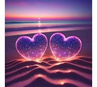 5D Amour de la plage Diamond Painting,DIY Square 95x95 cm Broderie Diamant Painting Kit Complet,Paysage Art du Diamant Peinture Strass Point de Croix Painting pour Adultes Débutants Murale Décor