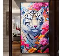 5D animal Diamond Painting Tigre blanc Broderie Diamant Grand Format 70x40cm Bricolage Ronde Diamond Painting Adulte Enfants Cristal Débutant Art Set pour Tableau Decoration Murale Salon