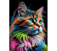 5D Animaux Diamond Painting Complet, DIY Chats colorés Peinture Broderie Diamant Kit Complet, Adulte Noël Artisanat Diamant Peinture Strass Point de Croix Painting Kits pour Murale Décor 30x40cm Y-72