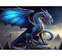 5D Animaux Diamond Painting Complet, DIY Dragons Peinture Broderie Diamant Kit Complet, Adulte Noël Artisanat Diamant Peinture Strass Point de Croix Painting Kits pour Murale Décor 60x80cm Y-126