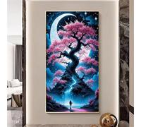 5D Arbre ancien géant Diamond Painting Adulte XXL,Bricolage 50x110cm Ronde Art du Diamant painting Kit Complet,Kit de peinture diamant Strass Point de Croix Artisanat,Home Decor Cadeau