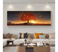 5D Arbre Au Coucher Du Soleil Diamond Painting, Peinture Diamant Grand DIY Diamant Painting Adultes Kit Complet, Diamond Art Images pour Débutant Pour Décor Murale Maison 25x70 cm/10x28 Inch M-516