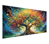5D Arbre vie Diamond Painting, DIY Peinture Diamant Adulte, couleur Diamond Painting Grand Format Strass Point de Croix Cristal Painting, Diamond Painting Paysage pour Murale Décoration 175x70cm i-7