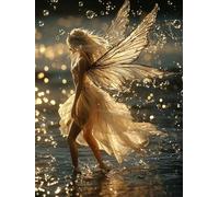 5D Art du Diamant Complet Kits, Femme Danse Ailes Ronde Diamond cristal DIY Art des pierres précieuses，Débutant Enfants adultes Pour la décoration la maison, cadeau pour garçonfille 20x30cm WO5W-610