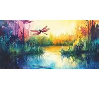 5D Art du Diamant Complet Kits XXL, ForêT De Libellules Ronde Diamond Peinture de Cristal DIY Art Des Pierres Précieuses，Adultes Pour Décoration Maison, Cadeaux créatifs 30x60cm KH5Y-498