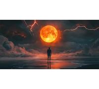 5D Art du Diamant Complet Kits XXL, Lightning Jour Rouge Ronde Diamond Peinture de Cristal DIY Art Des Pierres Précieuses，Adultes Pour Décoration Maison, Cadeaux créatifs 70x140cm KH5Y-542