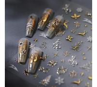 5D Autocollant Ongles Noel, Noel Autoadhésif Stickers Ongles, Stickers Ongle Noel3D, Sticker Ongle Nail Art Noël, Accessoires de Nail Art de Noël d'Hiver Mignons(B)