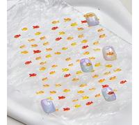 5D Autocollants d'art pour ongles en série de gelée de haute qualité avec poissons pailletés mignons et bulles. Décorations pour ongles. Fournitures pour ongles Fruits & légumesPET