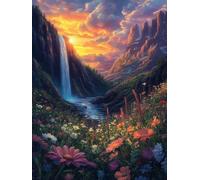 5D Automne Peinture Diamant Painting Kit, Complet Diamond Painting pour Adulte, DIY Fleur Diamant Kits Peinture Débutants, Diamond Strass Point de Croix Kit pour Décoration Murale Maison 30x40cm J-79