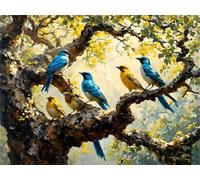 5D Branches d'oiseaux Diamond Painting, Broderie Diamant Painting Kit Complet, Loisirs Créatifs Adultes Peinture Diamant Painting, Point de Croix Painting pour Décoration Murale Decor 70x50cm k-698