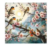 5D Bricolage Branches Birds Kits de Peinture Diamant Adulte,Round Diamond Painting Complet pour Adulte Enfant,Point de Croix Cristal painting Pour Murale Décor 20x20inch