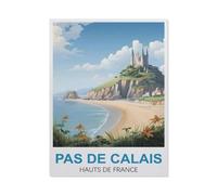 5D Bricolage Diamant Peinture，Affiche de voyage vintage Pas de Calais Hauts de France，3d Point De Croix Diamant Broderie Diamant Mosaïque Décor À La Maison（40 x 50 cm/15.74 x 19.68 pouces）-BT40