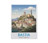 5D Bricolage Diamant Peinture,Bastia Affiche de voyage, Haute-Corse,3d Point De Croix Diamant Broderie Diamant Mosaïque Décor À La Maison(30 x 40 cm/11.81 x 15.74 pouces)-HB93