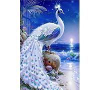5D Bricolage Diamond Painting, 5D DIY Diamant Painting Kit Complet, Peinture Diamant Artisanat Strass Painting pour Adultes, Diamond Painting Accessoires Décoration Intérieur Animaux Paon 40x60cm-460