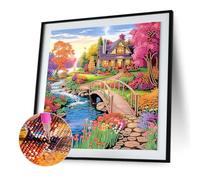 5D bricolage partiel forme spéciale forage diamant peinture village paysage 40x40 cm