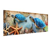 5D Bricolage Tortue de Mer Diamond Painting 150x50cm, DIY Rétro Broderie Diamant Painting Kit Complet, Kits de Peinture Diamant Point de Croix pour Adultes, Diamond-Painting pour Murale Décor F-3