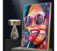 5d Broderie Diamant,DIY Peinture Diamant Plein Forage Kit, Fille de graffitis pop art Kit d'art peinture diamant à faire soi-même,Bricolage Diamond Painting Adultes Décor Murale(round Drill)50x70cm