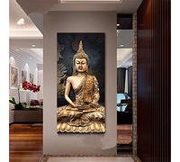 5D Broderie diamant Painting kits Complet Grand Bouddha Bricolage Adultes Diamond Painting Cristal Strass Point de Croix Arts Salon Chambre Décoration mural Cadeau 30x90cm