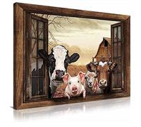 5D Broderie Diamant Vache Mouton Cochon 25x50cm Diamond Painting Kit Complet, Peinture Diamant Grande Taille Kit de Broderie Point de Croix pour la décoration à la Maison/Salon/Chambre/Bureau