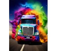 5D Camion Coloré Peinture Diamant Adulte,Bricolage Diamond Painting Adulte grand format (25x33cm),DIY Diamant Broderie Strass Point de Croix Painting pour Décoration Intérieur Enfants Cadeau C-2941