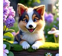 5D Chien heureux Diamond Painting Adultes DIY Broderie Art diamant painting Kit Complet,Peinture Diamant Artisanat Cristal Strass Point de Croix Paintings pour Murale Décoratio Square Drill,80x80cm
