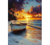 5D Coucher De Soleil Peinture Diamant Painting Kit, DIY Le Bateau Art du Diamant Complet Kits,Broderie Diamond Art Craft Kits Strass Point de Croix Painting pour Adultes Décor 30x40cm Y1SG-816