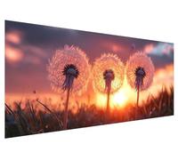 5D Coucher Soleil Diamond Painting, 250x100cm Diamond Painting Grand Format Paysage, Peinture Diamant Adulte Enfant Cristal Art Set, DIY Pissenlit Broderie Diamond-painting Kit Decoration Maison H-84