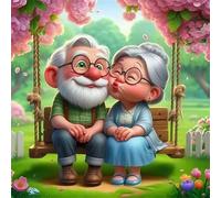 5D Couple Swing Date Diamond Painting Adultes DIY Broderie Art diamant painting Kit Complet,Peinture Diamant Artisanat Strass Point de Croix Paintings pour Murale Décoratio Square Drill,60x60cm