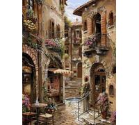 5D Dans La Rue Diamond Painting Adulte Kit, Diamond Painting Paysage Peinture Diamant Loisirs Créatifs Adultes DIY Diamant Complet Point de Croix Painting pour Débutants Maison Décor 35x50cm W0J-296