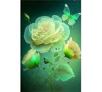 5D Diamant Painting Kit Complet Fleur fluorescente Peinture Diamant Kit Broderie, DIY Diamond Painting Adulte Loisirs Créatifs Point de Croix Diamant Painting, pour Décoration Maison 55x75cm S-7005