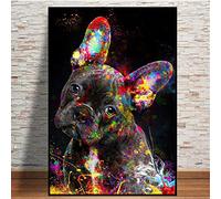 5D Diamant Peinture Graffiti Art Bouledogue Français Plein Rond Foret Broderie Point De Croix Kit DIY Diamant Mosaïque,40x55cm
