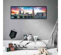 5D Diamant Peinture Kit Complet,Diamond Painting tableau en perles à coller Adulte,DIY Broderie Diamant,Enfant peinture numero Point de Croix Strass Art pour la Décoration Londres Big Ben 60x30cm