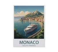 5D Diamant Peinture,Monaco sud de la France, affiche de voyage vintage, côte,Diamond Painting Strass Complet , Croix Peinture Strass Salon Chambre Stickers Home Décoration Murale(30 x 40 cm)-AN35