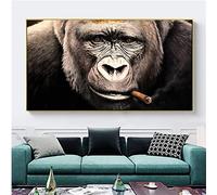 5D Diamant Peinture Singe qui fume 50x100cm Kit de Peinture Diamant par numéro, Grande Taille Bricolage Diamond Painting Point de Croix Peinture Strass Broderie Art Craft pour Home Décoration Murale