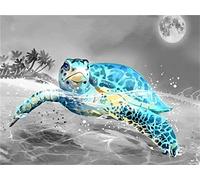 5D Diamant Peinture Tortue animale,DIY Diamond Painting Kits,Broderie Diamant Kit Complet,Peinture Diamant Point De Croix,Adultes Strass Diamant Arts Craft Home Décoration Murale 40x50cm,16x20in